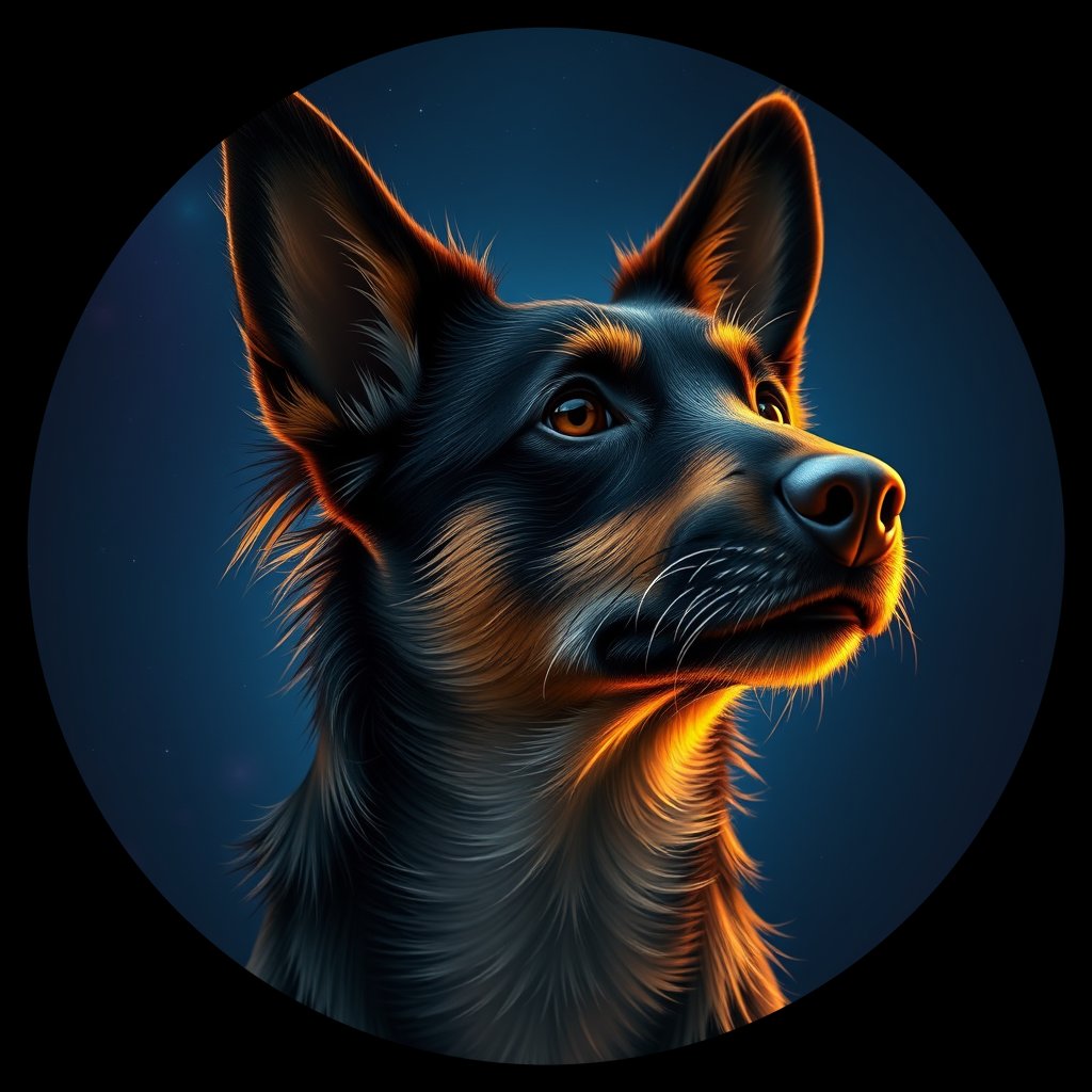 Cosmic medallion portrait of ACD36_ACD36, a Australian Cattle Dog