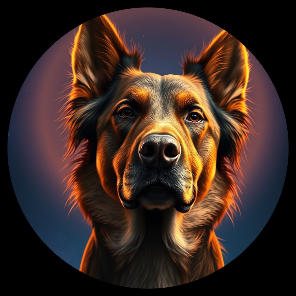 Cosmic medallion portrait of ACD43_ACD43, a Australian Cattle Dog