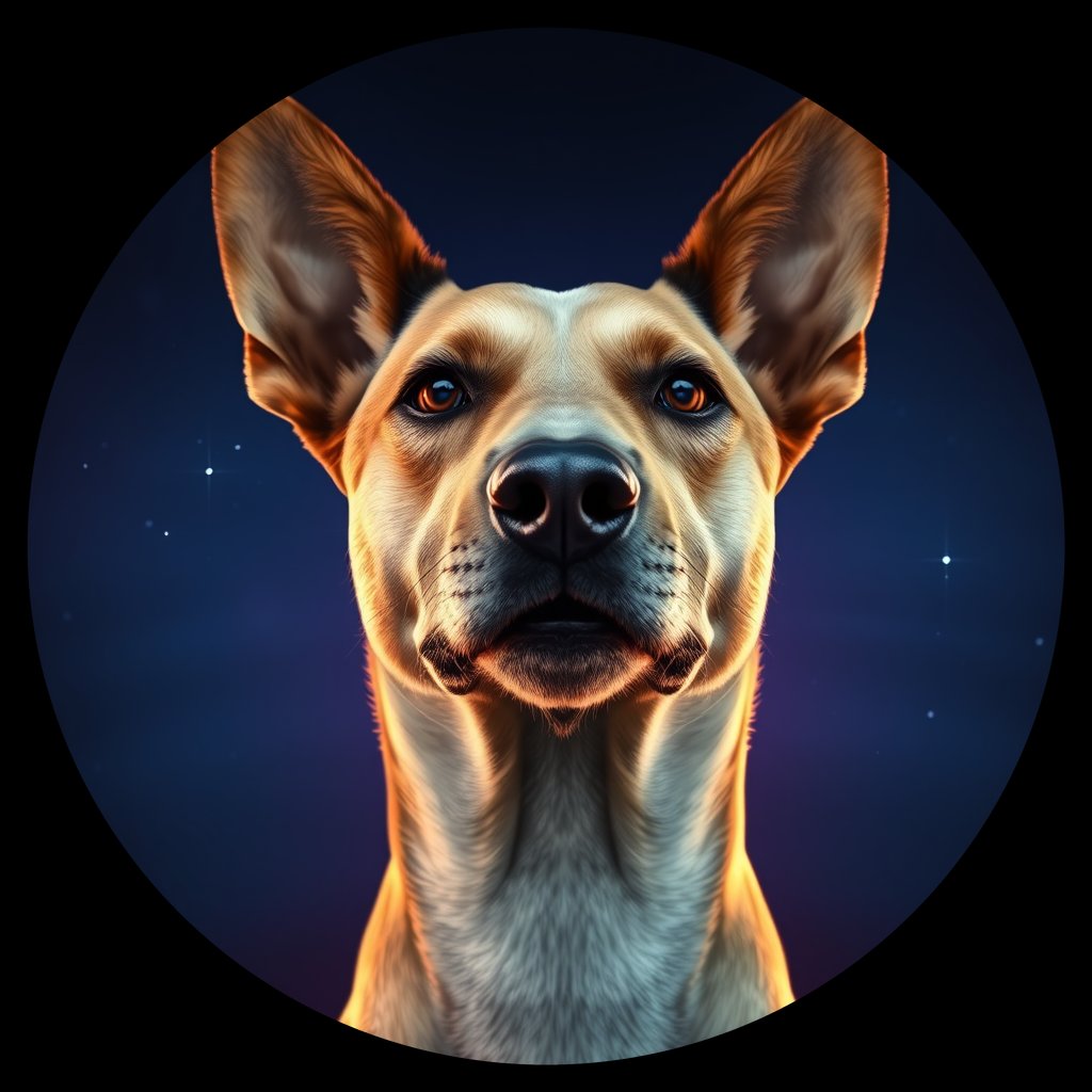 Cosmic medallion portrait of ACD44_ACD44, a Australian Cattle Dog