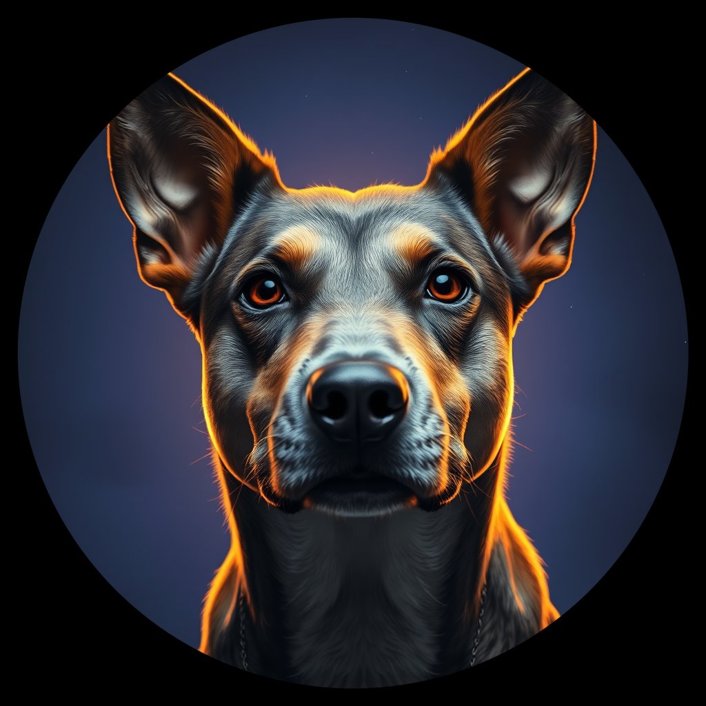 Cosmic medallion portrait of ACD45_ACD45, a Australian Cattle Dog