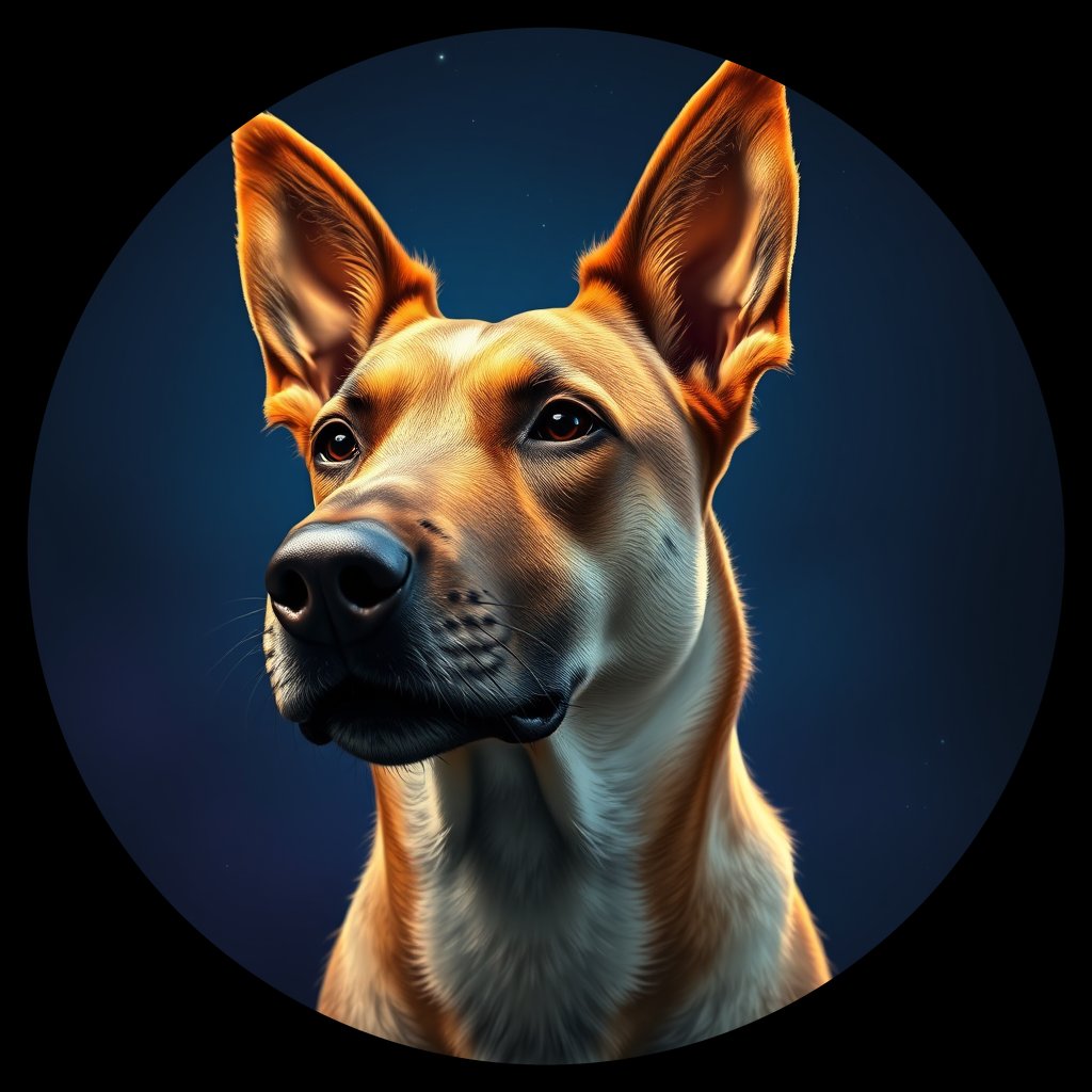 Cosmic medallion portrait of ACD46_ACD46, a Australian Cattle Dog