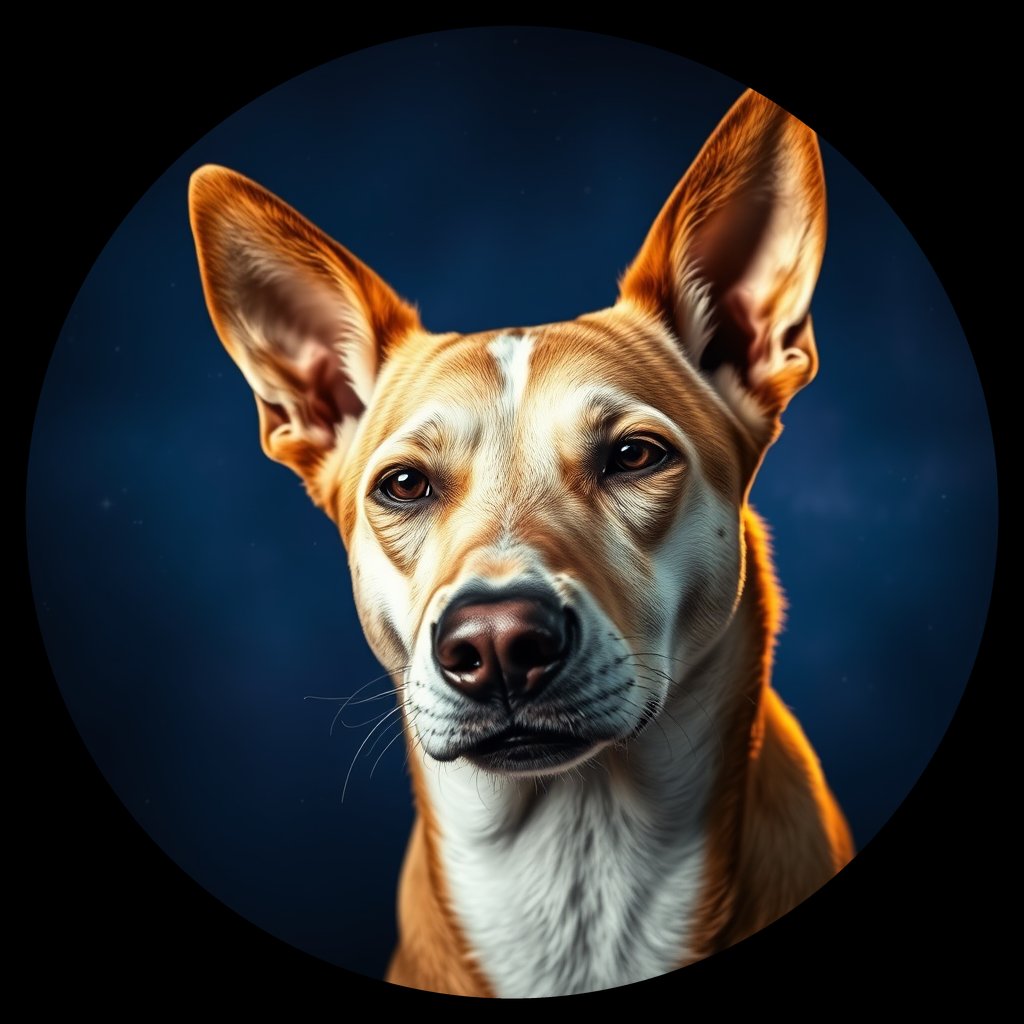 Cosmic medallion portrait of ACD48_ACD48, a Australian Cattle Dog