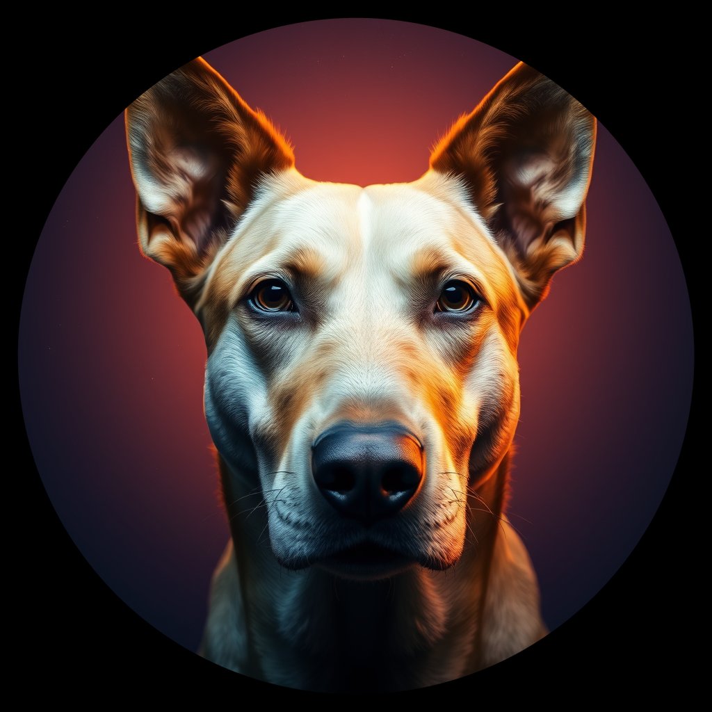 Cosmic medallion portrait of ACD49_ACD49, a Australian Cattle Dog