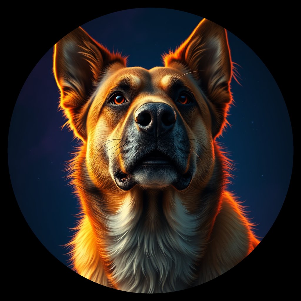 Cosmic medallion portrait of ACD52_ACD52, a Australian Cattle Dog