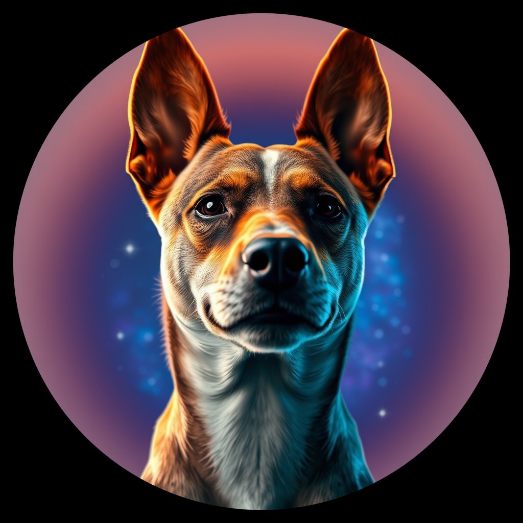 Cosmic medallion portrait of ACD54_ACD54, a Australian Cattle Dog