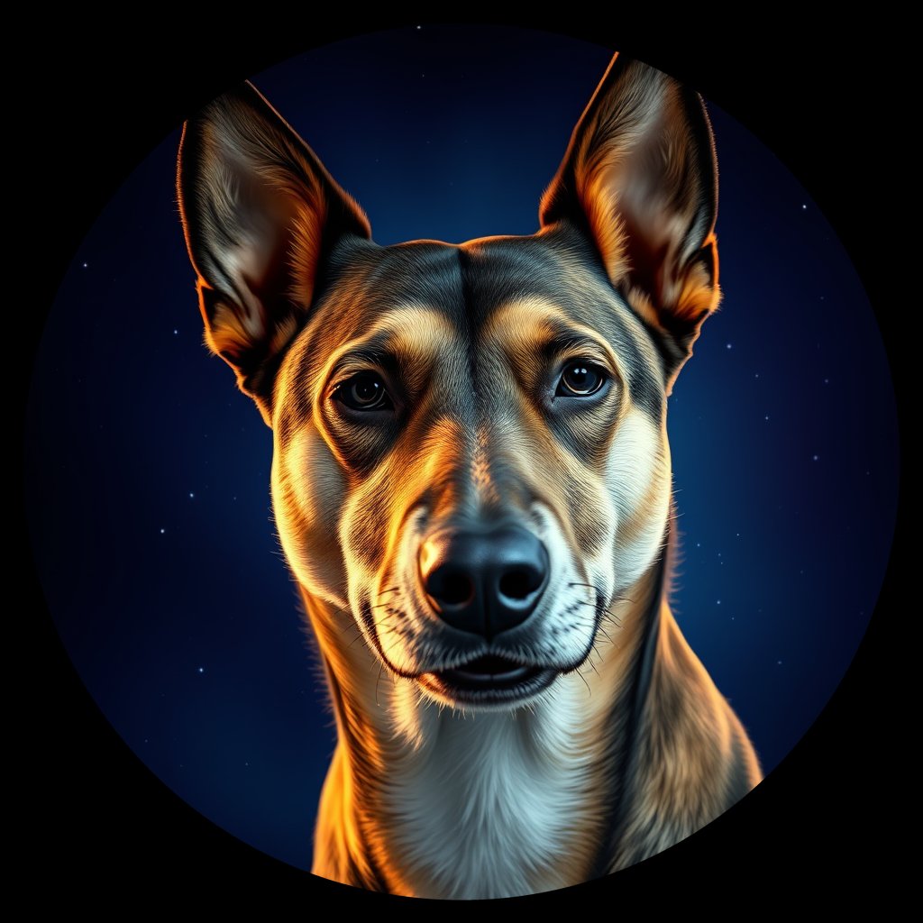 Cosmic medallion portrait of ACD55_ACD55, a Australian Cattle Dog