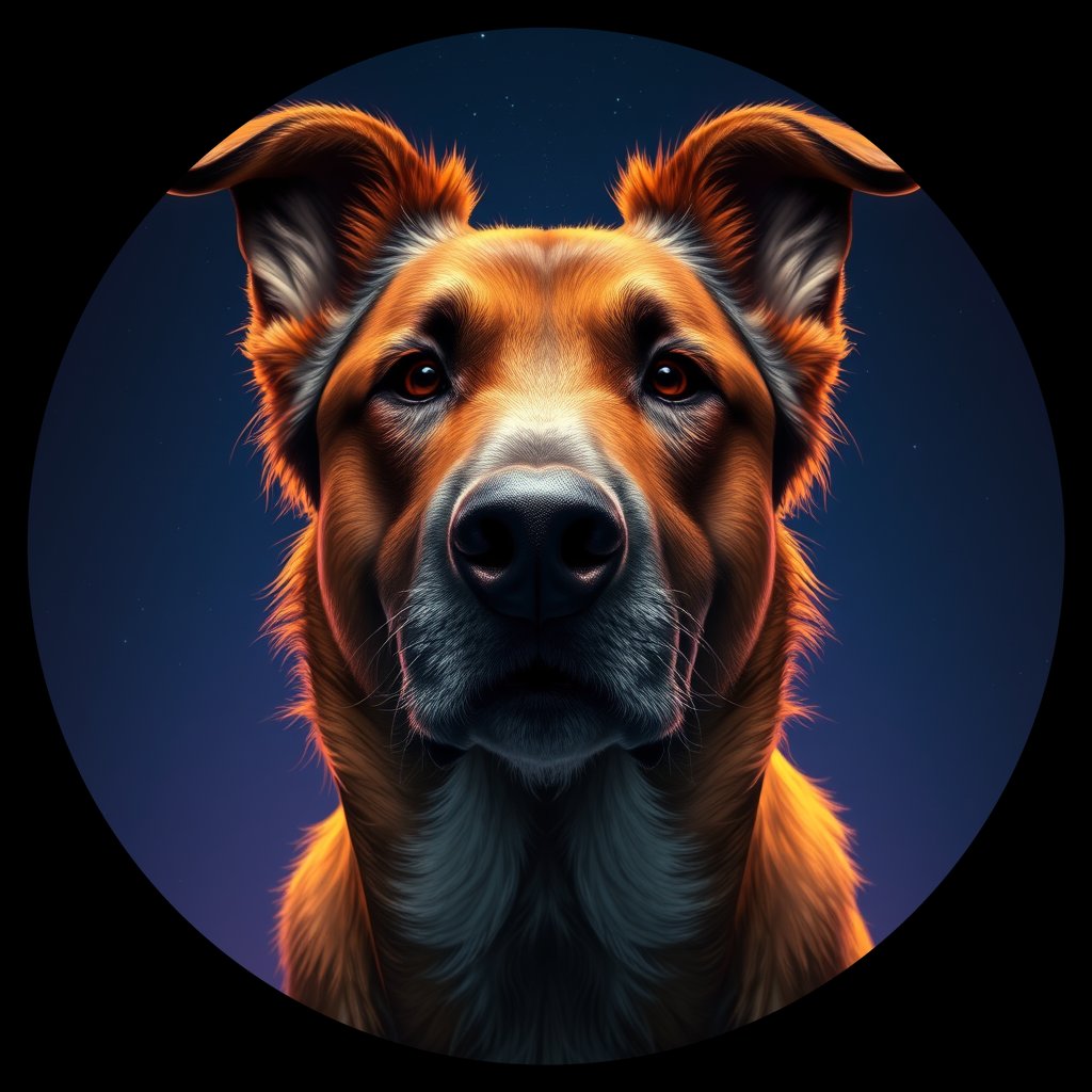 Cosmic medallion portrait of ACD56_ACD56, a Australian Cattle Dog