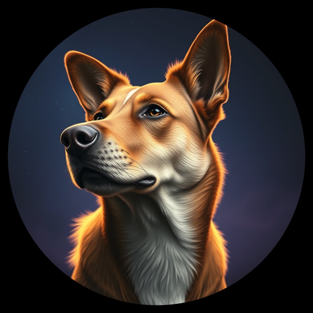 Cosmic medallion portrait of ACD58_ACD58, a Australian Cattle Dog