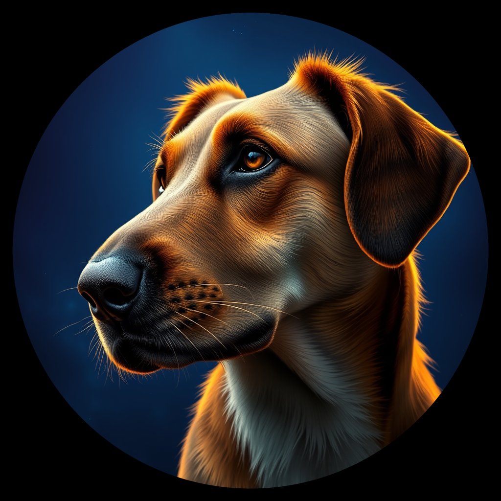 Cosmic medallion portrait of ACD59_ACD59, a Australian Cattle Dog