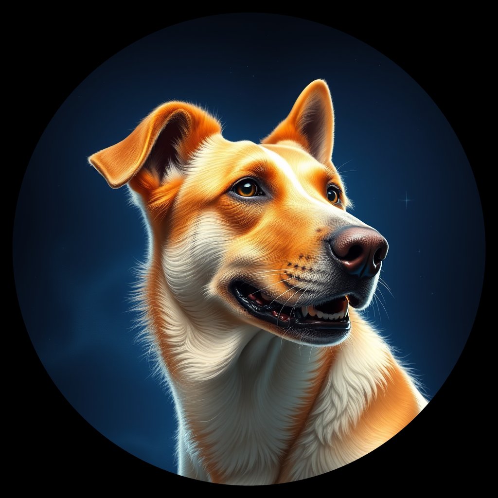 Cosmic medallion portrait of ACD60_ACD60, a Australian Cattle Dog