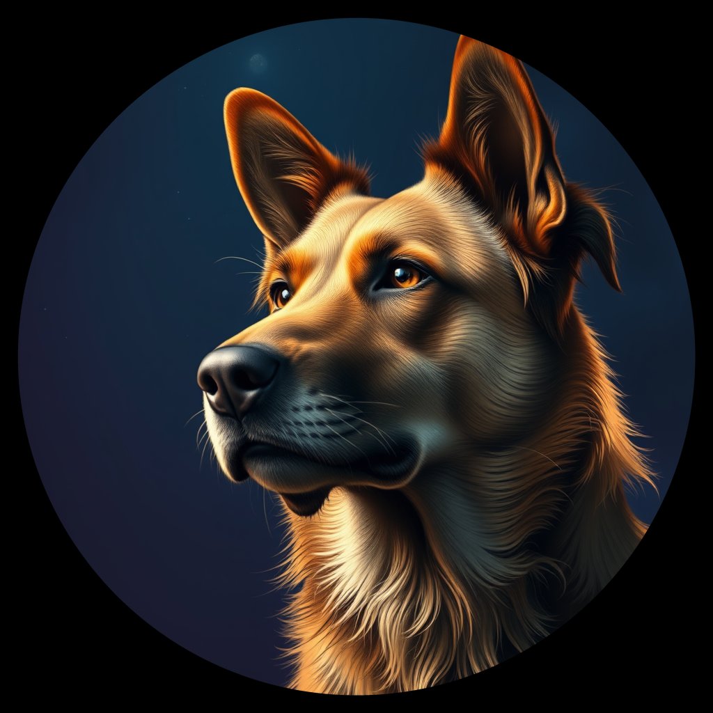 Cosmic medallion portrait of ACD62_ACD62, a Australian Cattle Dog