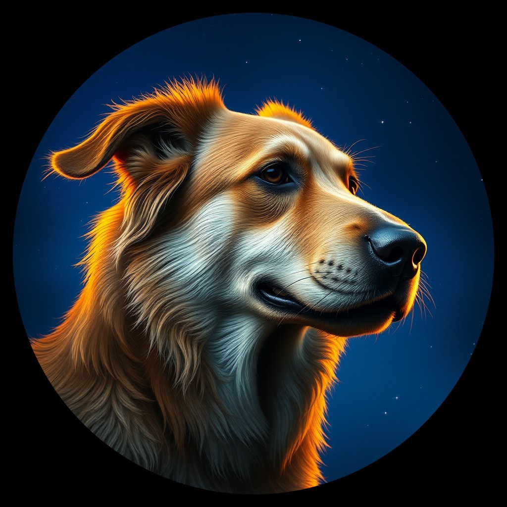Cosmic medallion portrait of ACD63_ACD63, a Australian Cattle Dog