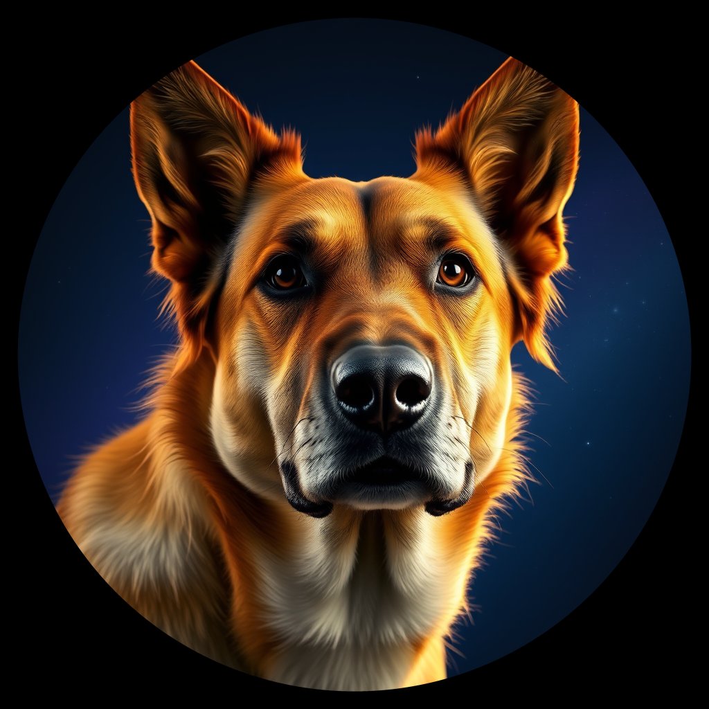 Cosmic medallion portrait of ACD64_ACD64, a Australian Cattle Dog