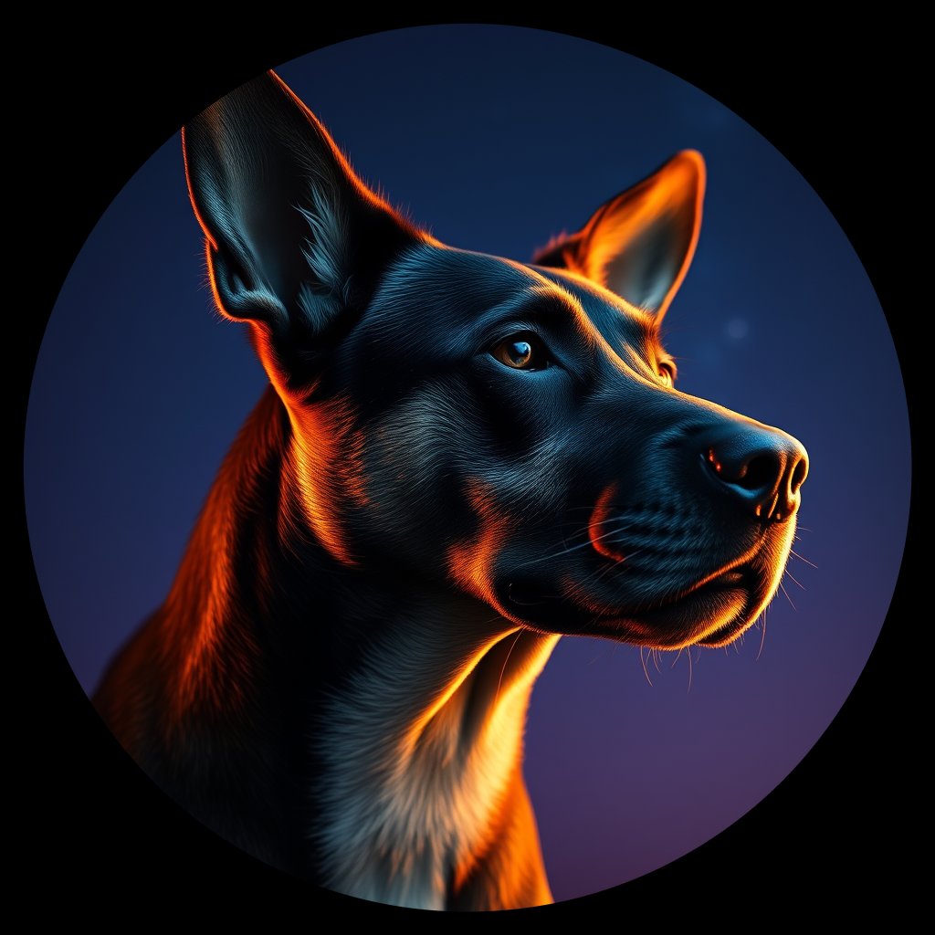 Cosmic medallion portrait of ACD65_ACD65, a Australian Cattle Dog