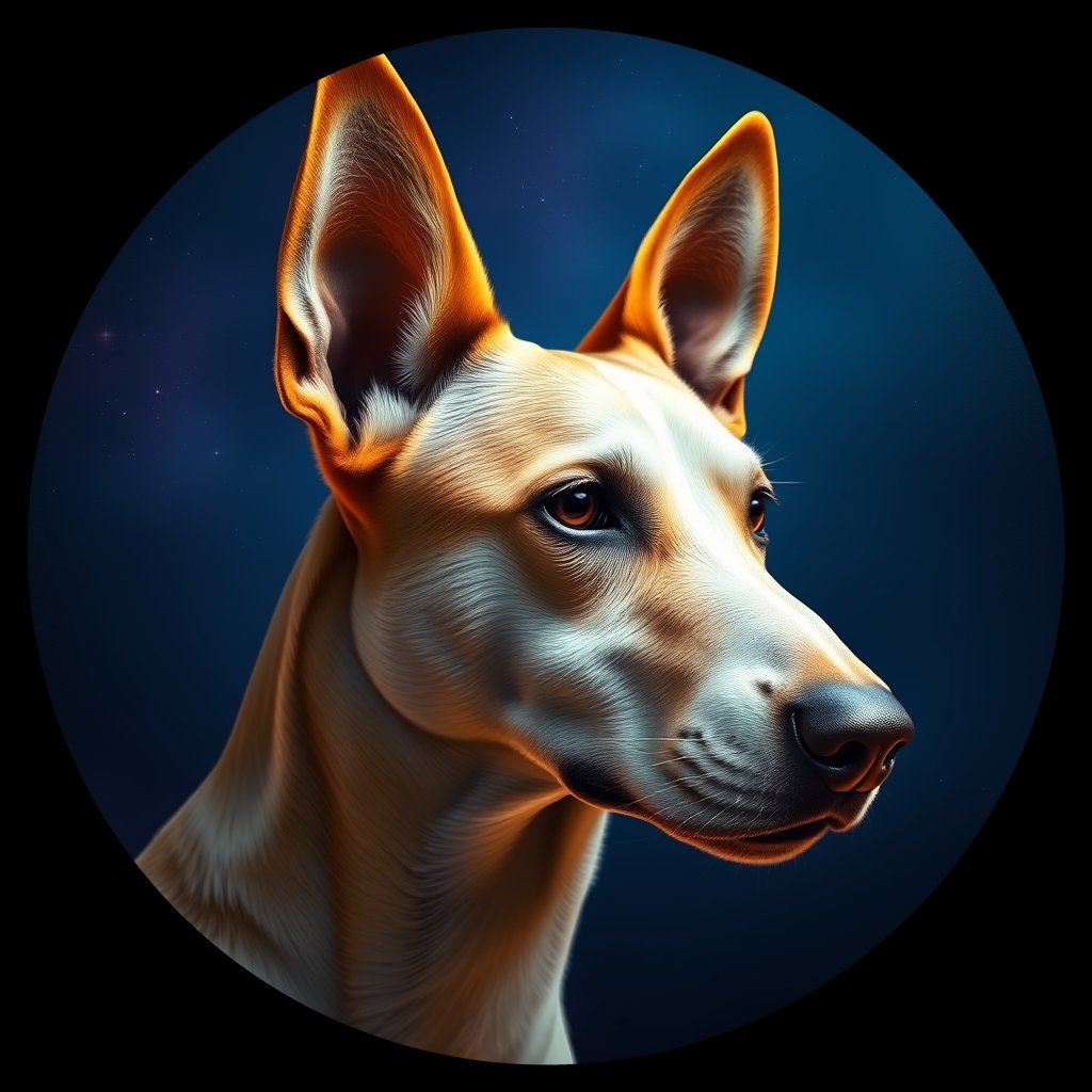 Cosmic medallion portrait of ACD66_ACD66, a Australian Cattle Dog
