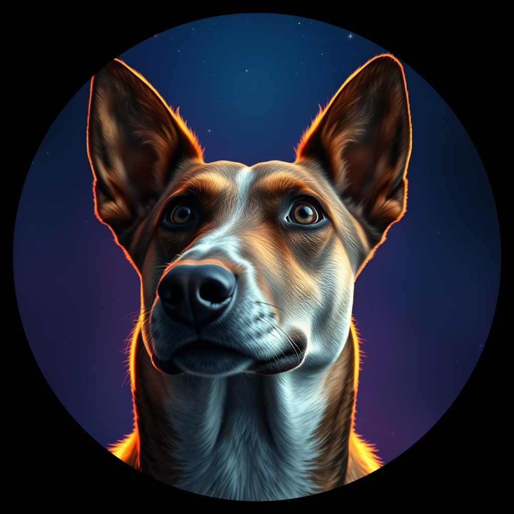 Cosmic medallion portrait of ACD67_ACD67, a Australian Cattle Dog