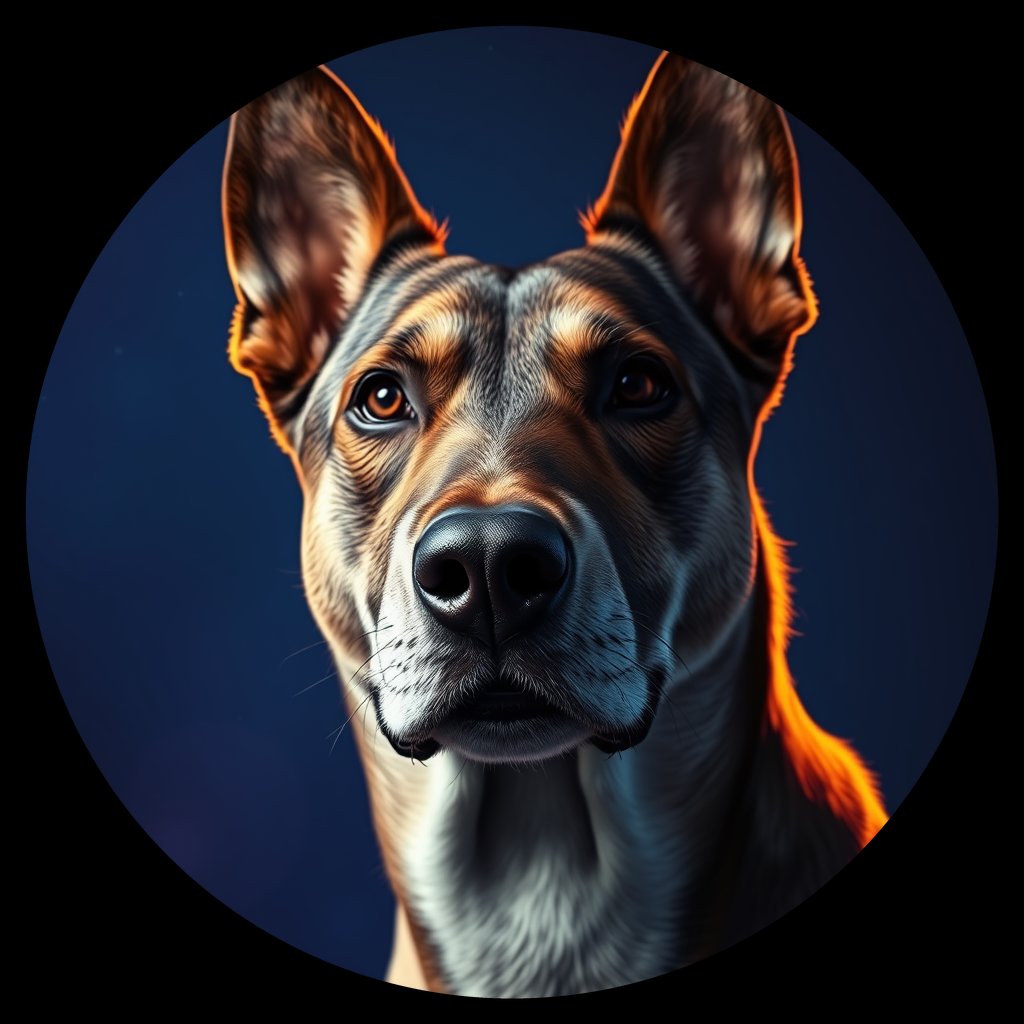 Cosmic medallion portrait of ACD73_ACD73, a Australian Cattle Dog