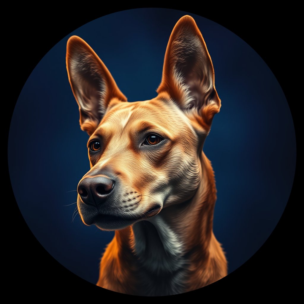 Cosmic medallion portrait of ACD74_ACD74, a Australian Cattle Dog
