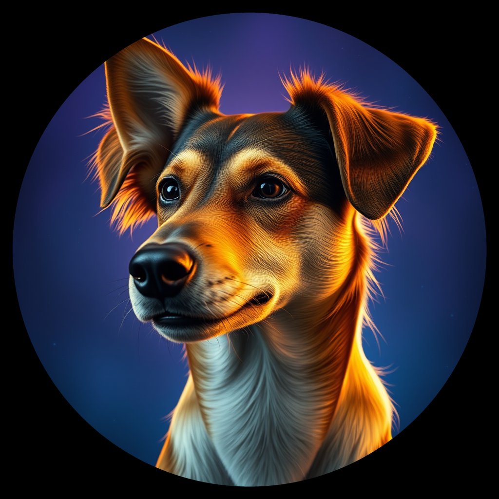 Cosmic medallion portrait of ACD75_ACD75, a Australian Cattle Dog