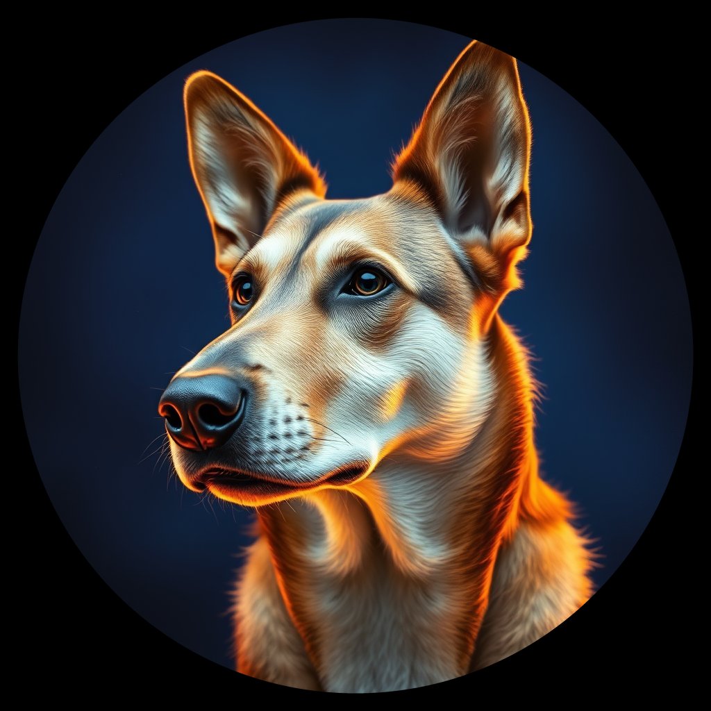 Cosmic medallion portrait of ACD79_ACD79, a Australian Cattle Dog