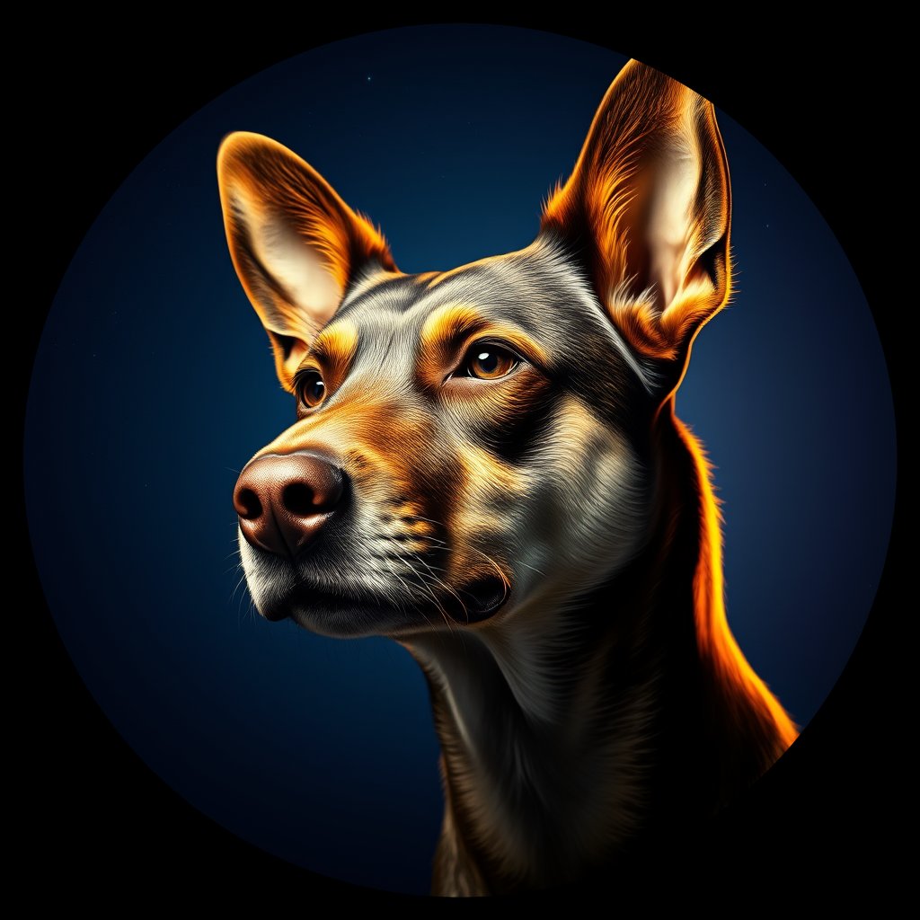 Cosmic medallion portrait of ACD89_ACD89, a Australian Cattle Dog