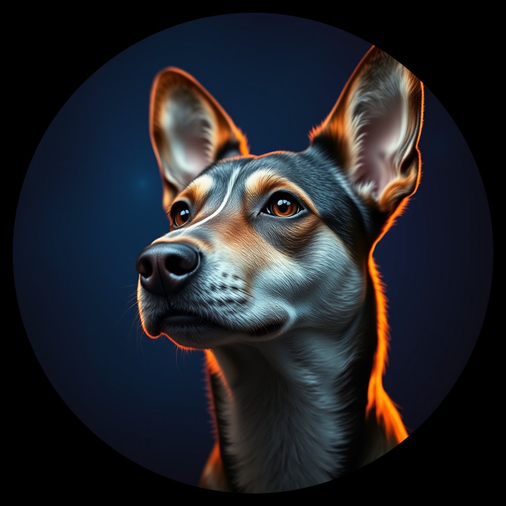 Cosmic medallion portrait of ACD91_ACD91, a Australian Cattle Dog