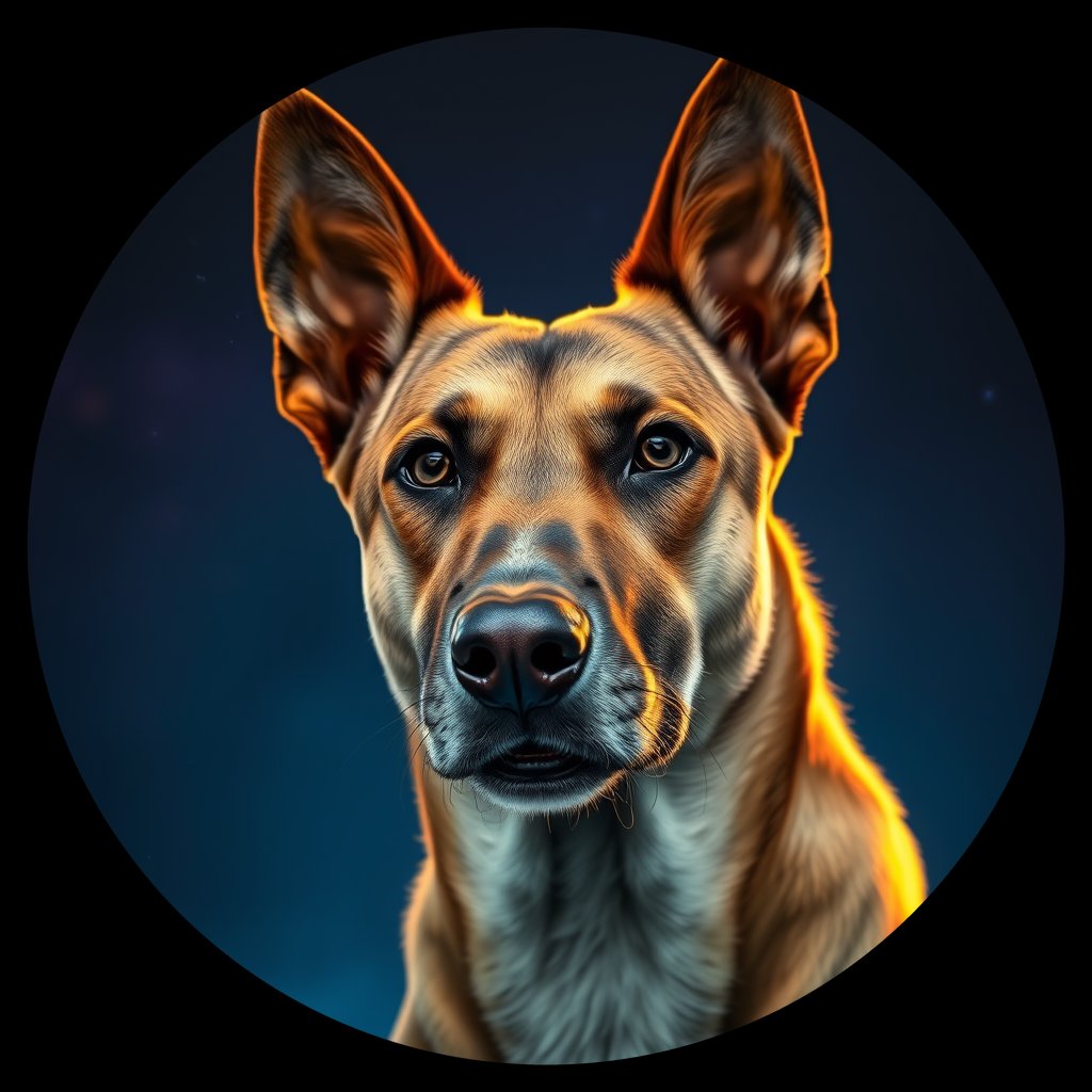 Cosmic medallion portrait of ACD92_ACD92, a Australian Cattle Dog
