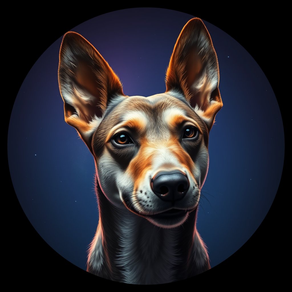 Cosmic medallion portrait of ACD93_ACD93, a Australian Cattle Dog