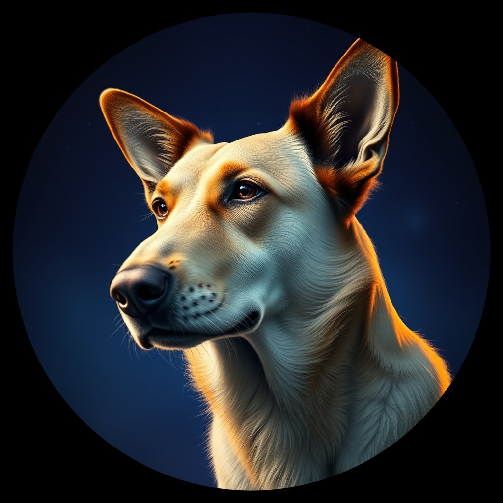 Cosmic medallion portrait of ACD94_ACD94, a Australian Cattle Dog