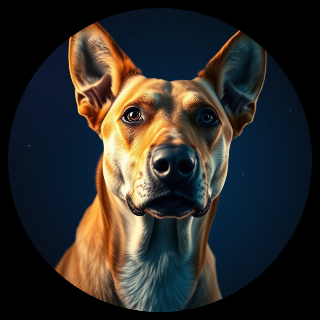Cosmic medallion portrait of ACD96_ACD96, a Australian Cattle Dog