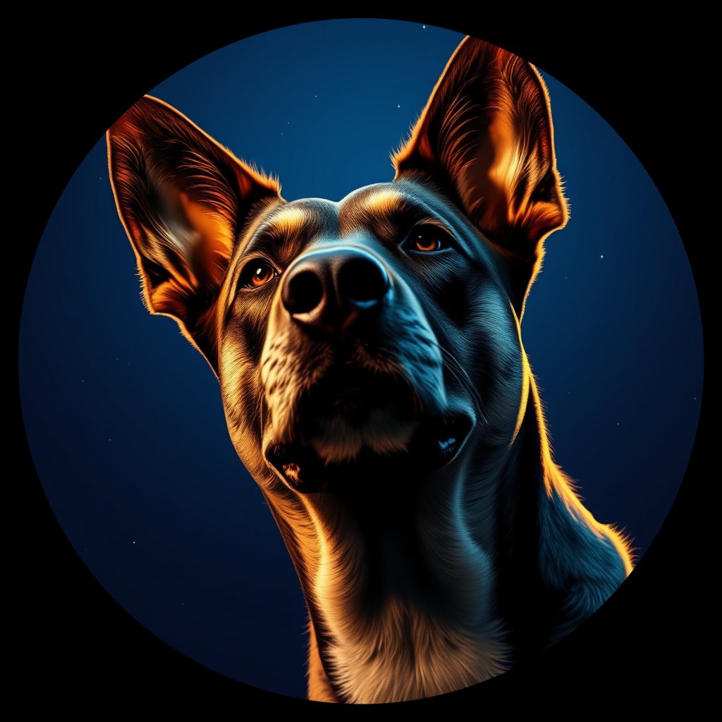 Cosmic medallion portrait of ACD98_ACD98, a Australian Cattle Dog