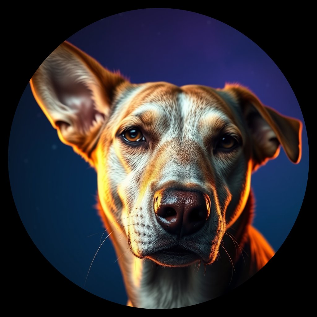 Cosmic medallion portrait of ACD99_ACD99, a Australian Cattle Dog