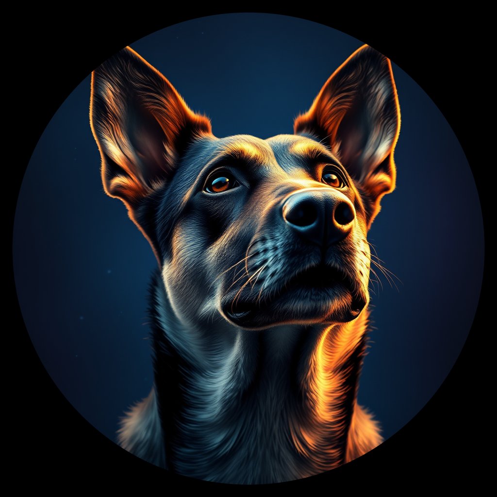 Cosmic medallion portrait of ACD_cd228, a Australian Cattle Dog