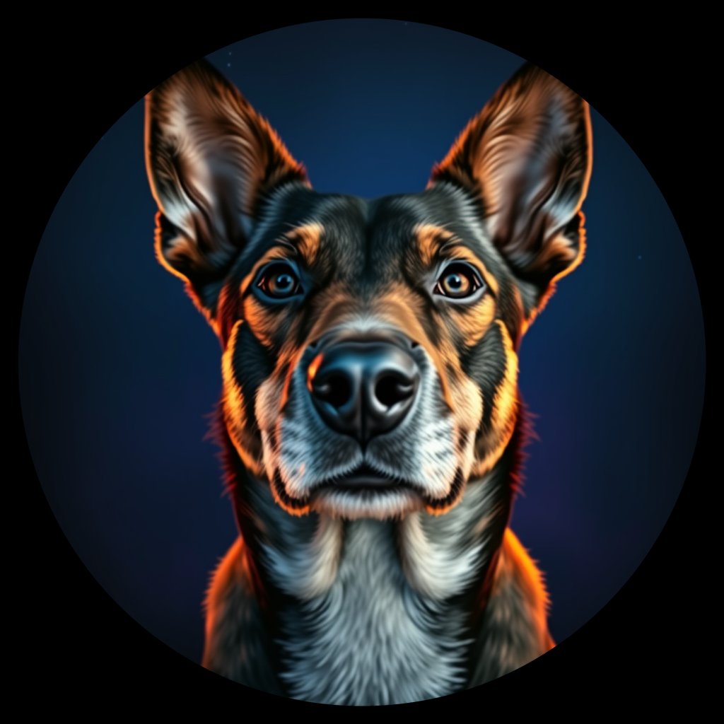 Cosmic medallion portrait of ACD_cd229, a Australian Cattle Dog