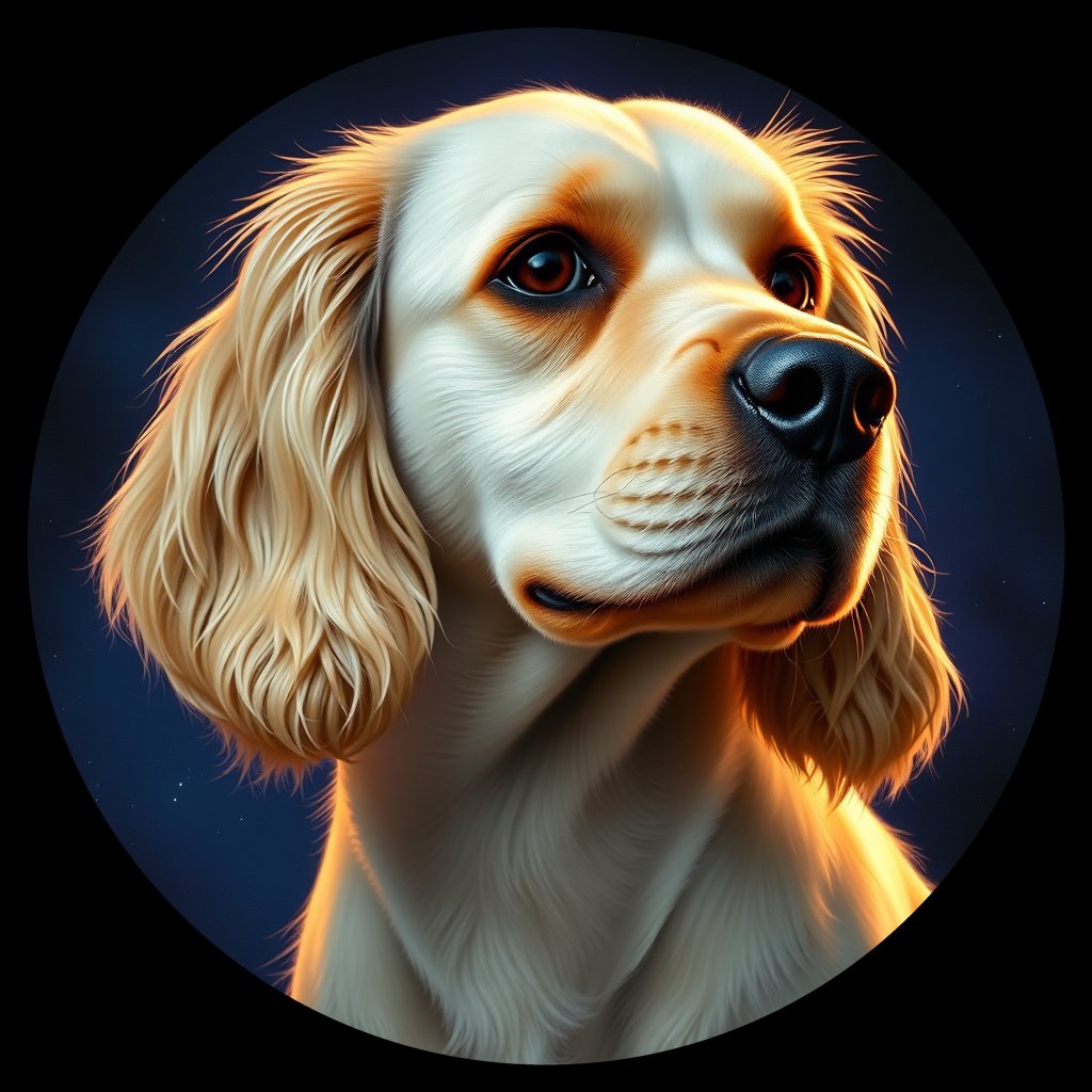 Cosmic medallion portrait of ACKR_ACKR_09007, a American Cocker Spaniel