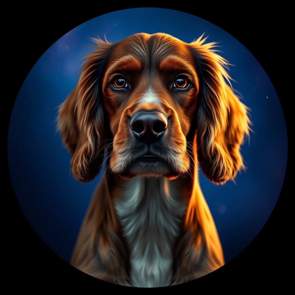 Cosmic medallion portrait of ACKR_ACKR_09030, a American Cocker Spaniel