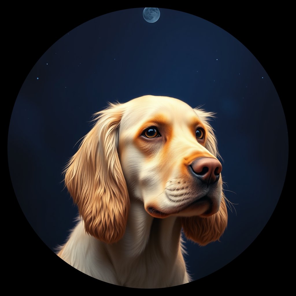 Cosmic medallion portrait of ACKR_ACKR_09032, a American Cocker Spaniel