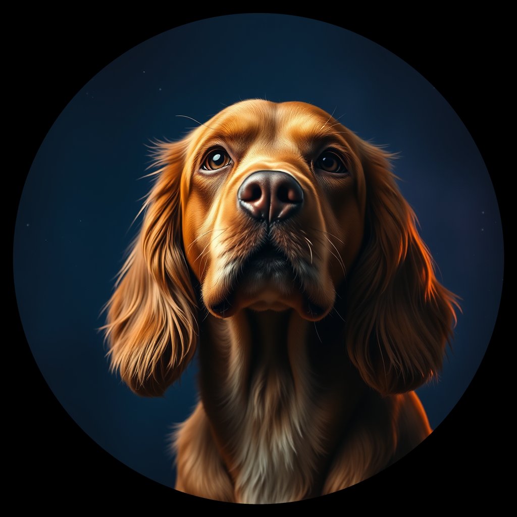 Cosmic medallion portrait of ACKR_ACKR_09110, a American Cocker Spaniel