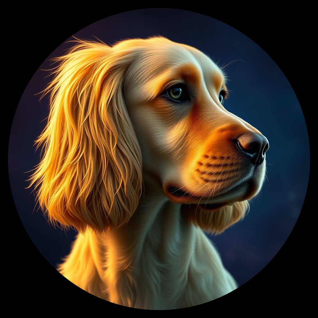 Cosmic medallion portrait of ACKR_ACKR_09991, a American Cocker Spaniel