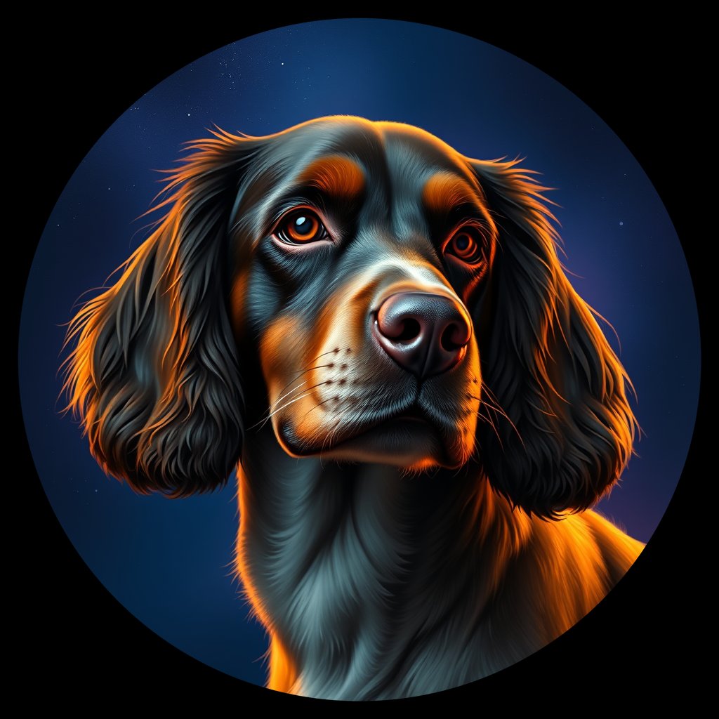 Cosmic medallion portrait of ACKR_ACKR_11414, a American Cocker Spaniel