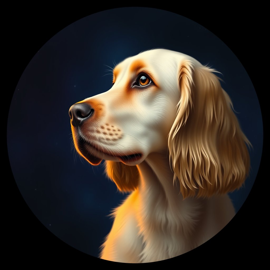 Cosmic medallion portrait of ACKR_ACKR_12451, a American Cocker Spaniel