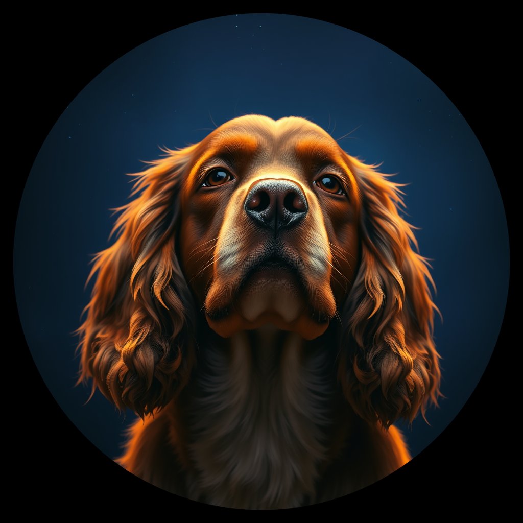 Cosmic medallion portrait of ACKR_ACKR_12452, a American Cocker Spaniel