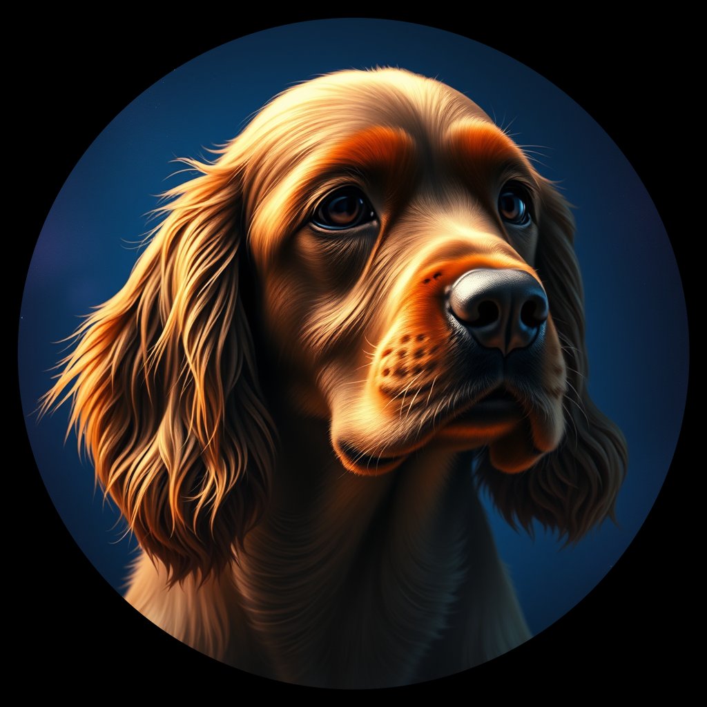 Cosmic medallion portrait of ACKR_ACKR_12453, a American Cocker Spaniel