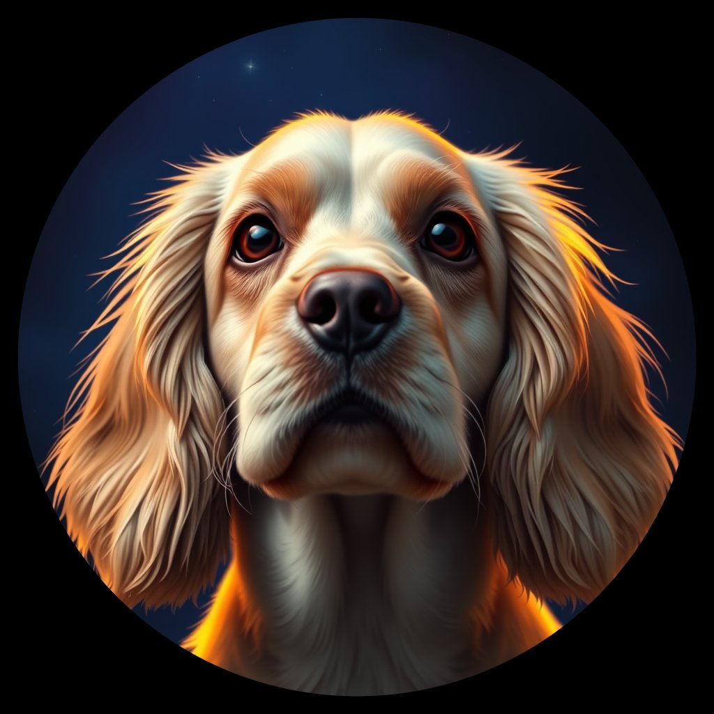 Cosmic medallion portrait of ACS_34278_ACS_34278, a American Cocker Spaniel