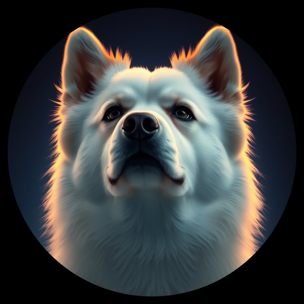 Cosmic medallion portrait of AESK_AESK_14E07, a American Eskimo Dog