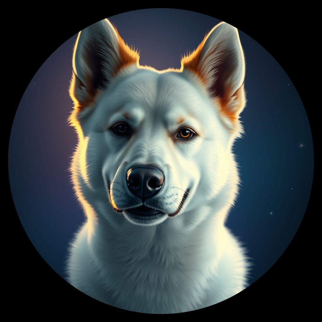 Cosmic medallion portrait of AESK_AESK_14G07, a American Eskimo Dog