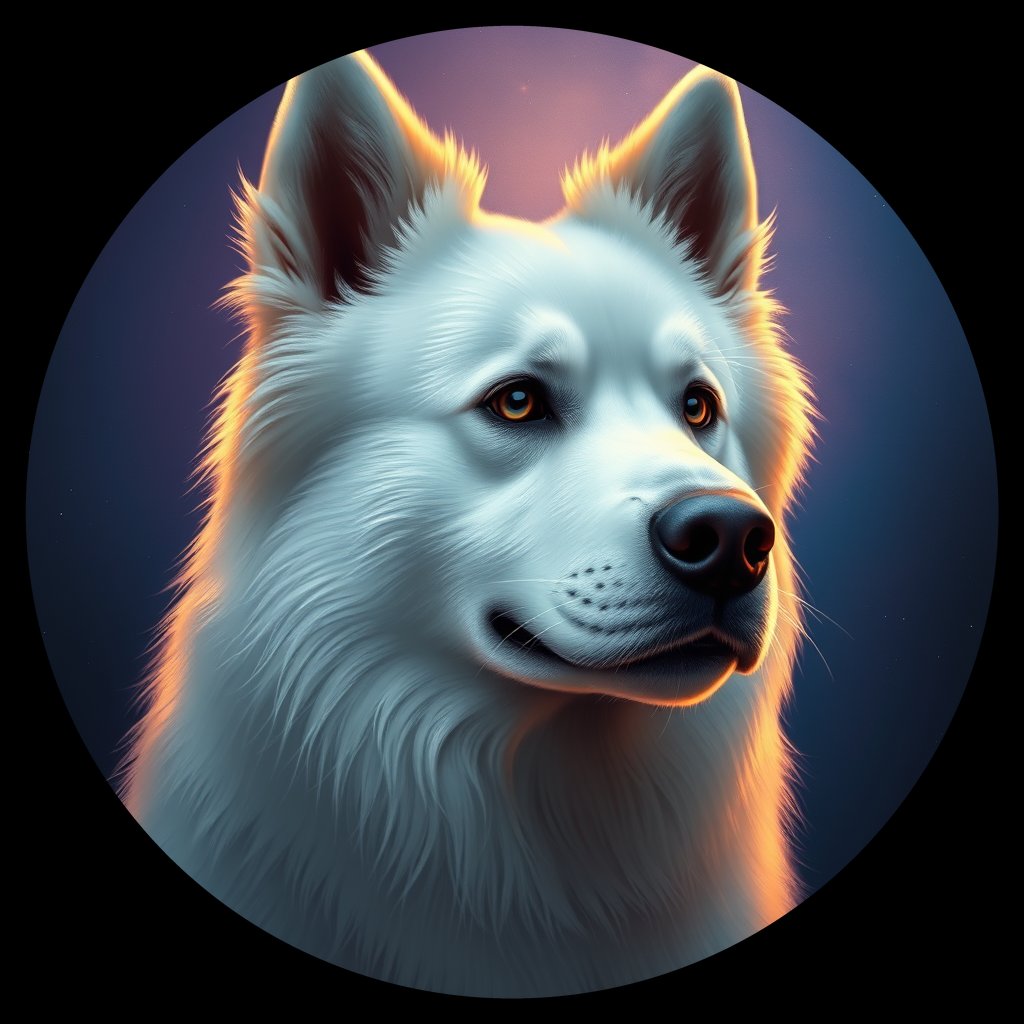Cosmic medallion portrait of AESK_AESK_15D02, a American Eskimo Dog