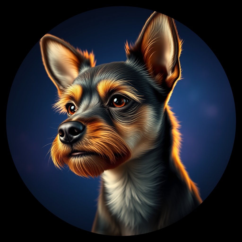 Cosmic medallion portrait of AFF_32320_AFF_32320, a Affenpinscher