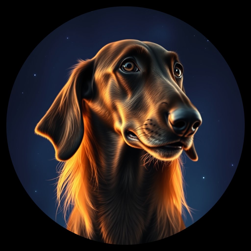 Cosmic medallion portrait of AFGH_AFGH_10625, a Afghan Hound