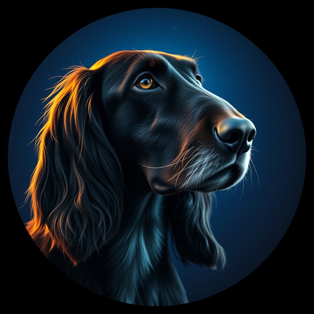 Cosmic medallion portrait of AFGH_AFGH_13118, a Afghan Hound